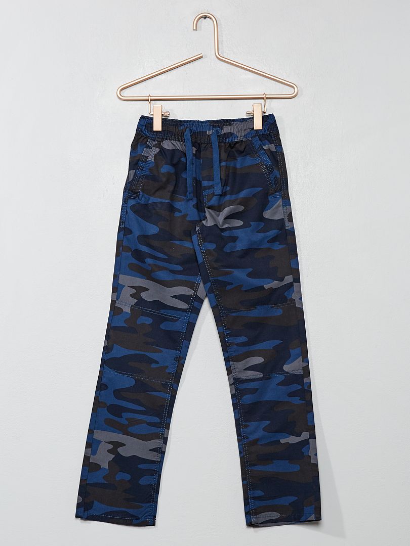 Pantalon regular camouflage bleu - Kiabi