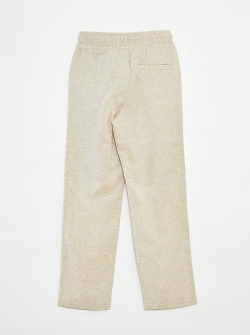 Pantalon regular en lin - Kiabi