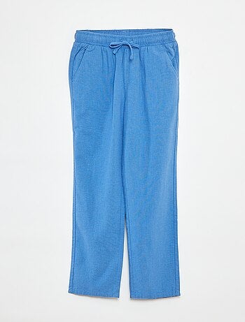 Pantalon regular en lin
