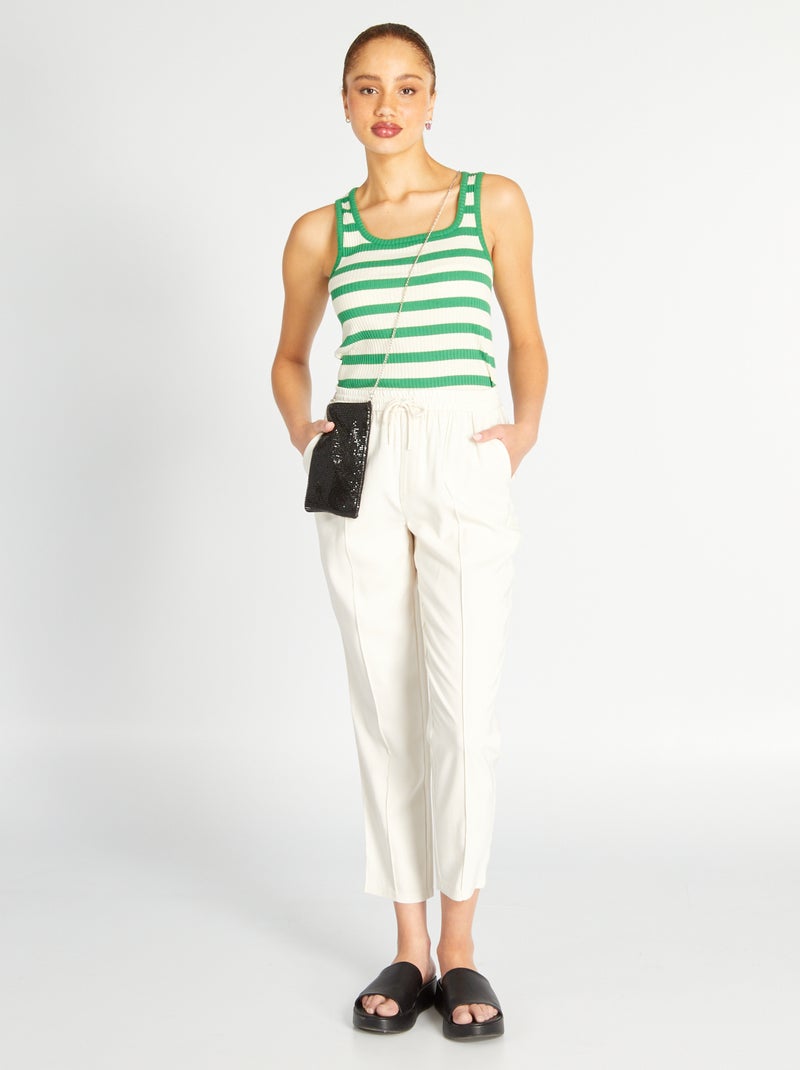Pantalon regular en twill type jogging Beige - Kiabi