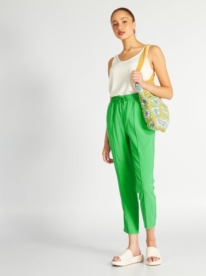 Pantalon regular en twill type jogging vert - Kiabi