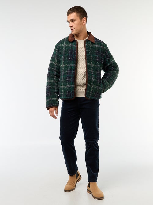 Pantalon regular fit en velours uni - Kiabi