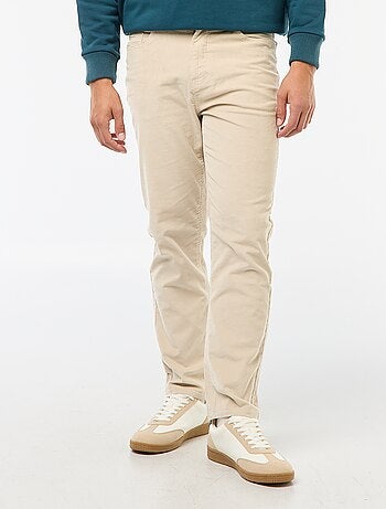 Pantalon regular fit en velours uni