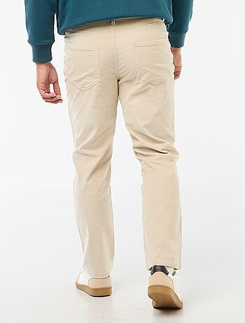 Pantalon regular fit en velours uni