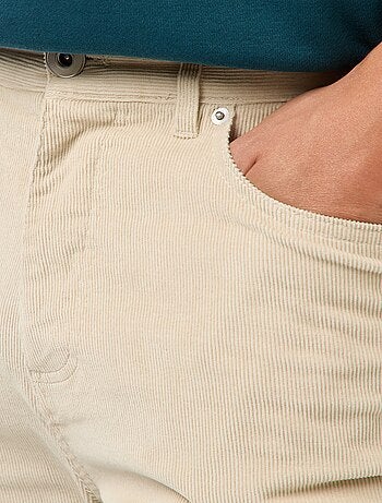 Pantalon regular fit en velours uni