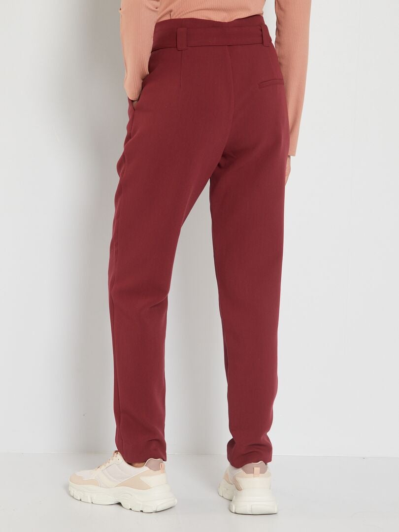 Pantalon bordeaux taille discount haute