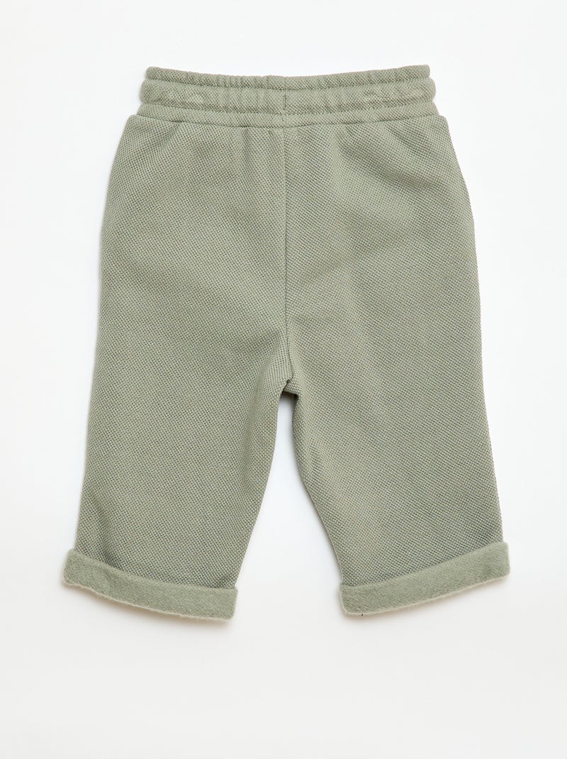 Pantalon relax en maille piquée Kaki - Kiabi