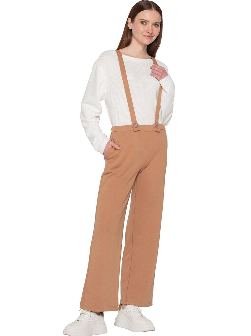 Pantalon salopette sweetened Marron - Kiabi