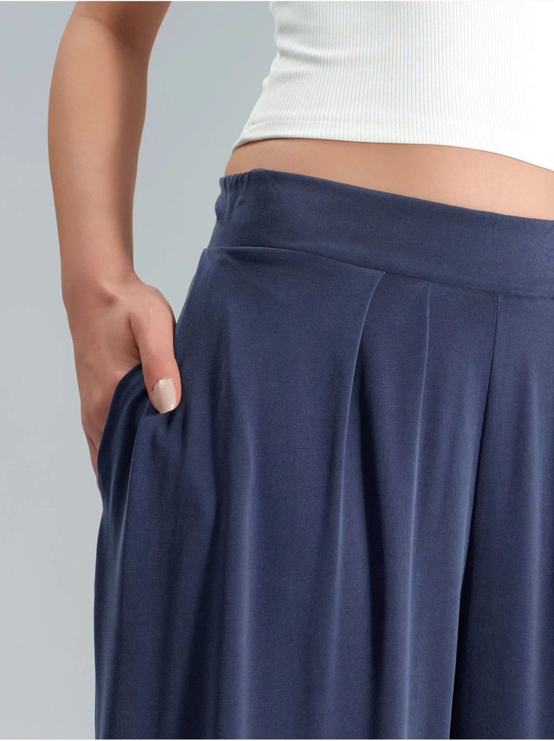 Pantalon salwar taille haute à jambes larges busem Bleu marine - Kiabi