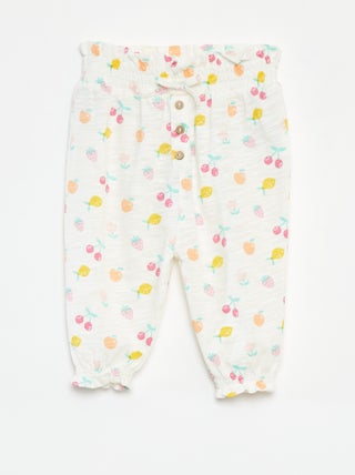 Pantalon sarouel chiné et imprimé