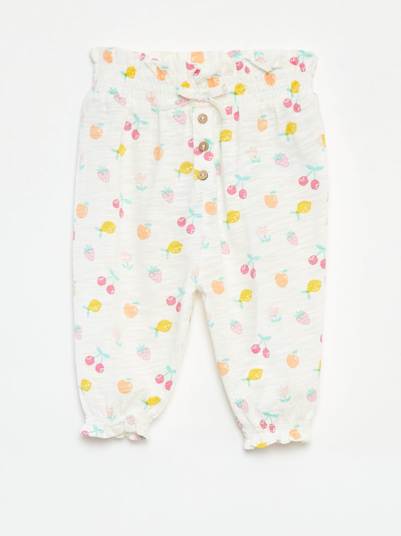 Pantalon sarouel chiné et imprimé Blanc - Kiabi