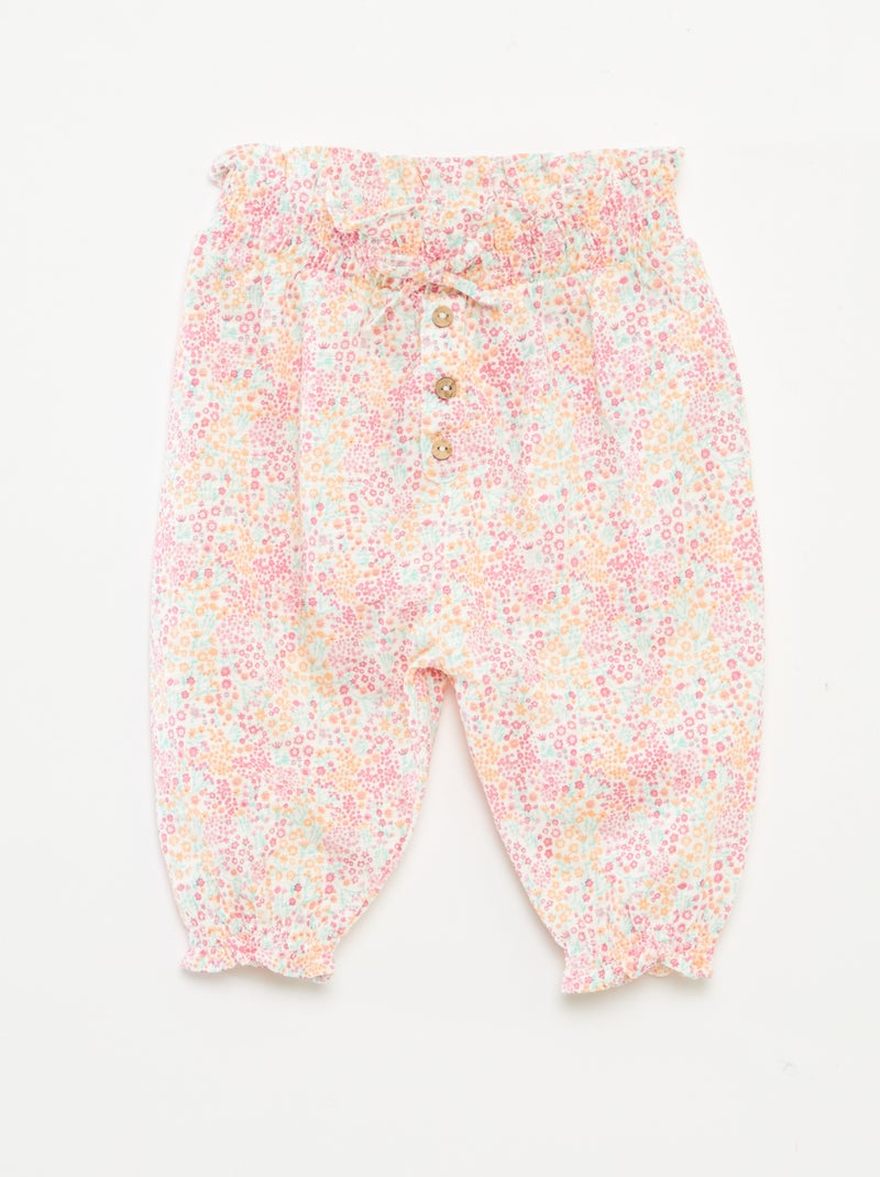 Pantalon sarouel chiné et imprimé BLANC - Kiabi