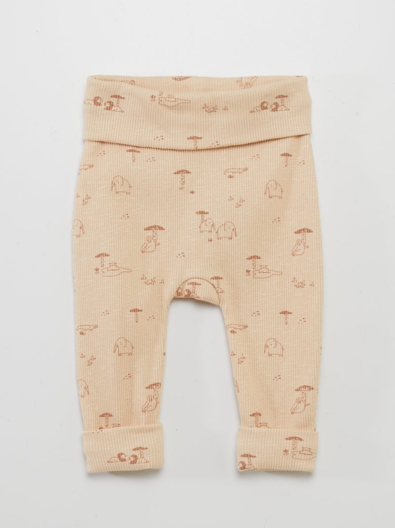 Pantalon sarouel côtelé motifs Beige - Kiabi