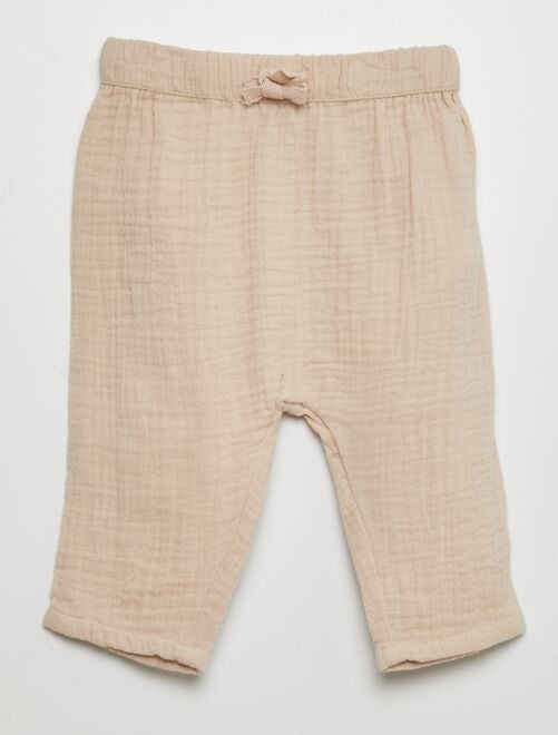 Pantalon sarouel en gaze de coton - Kiabi