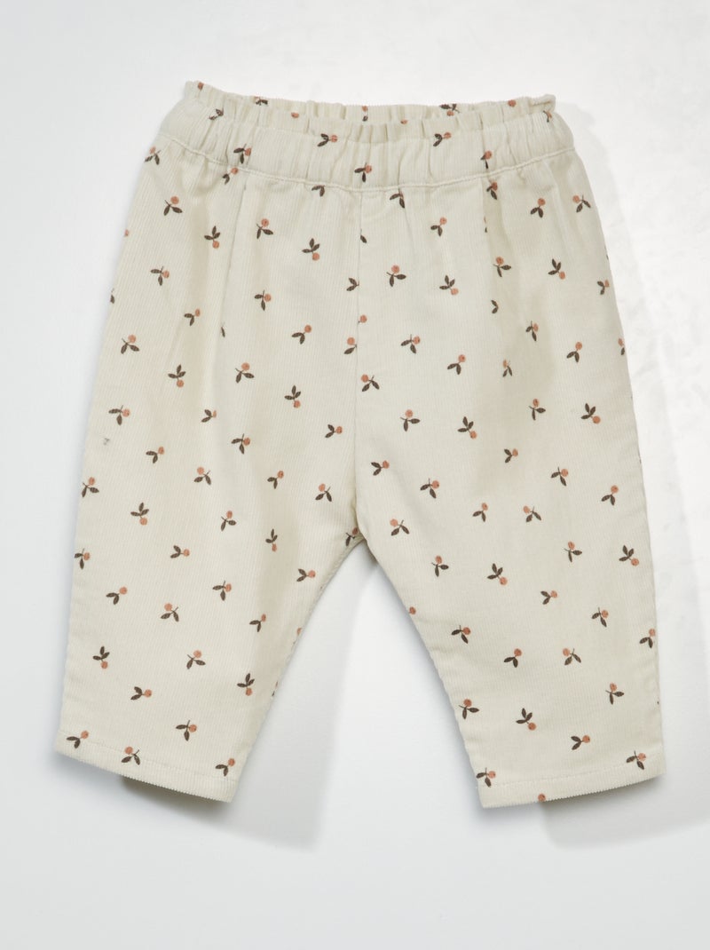 Pantalon sarouel en velours Blanc - Kiabi