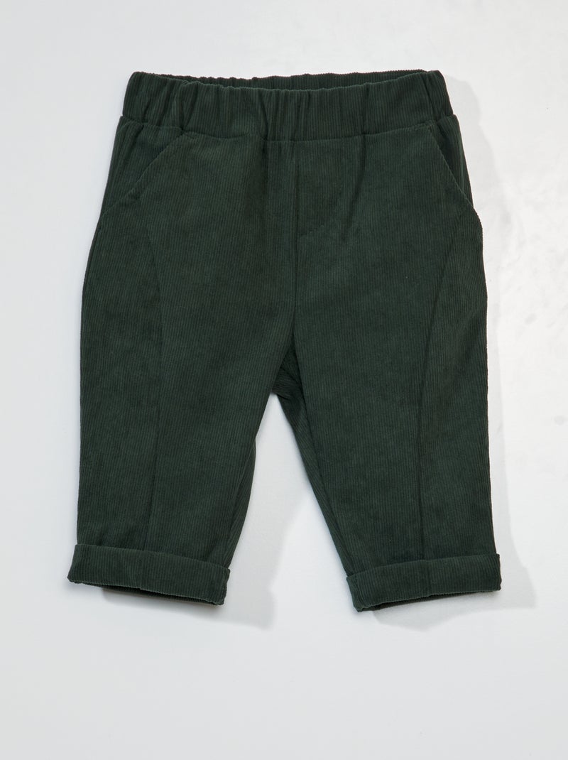 Pantalon sarouel en velours Vert - Kiabi
