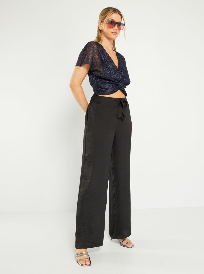 Pantalon satiné noir - Kiabi