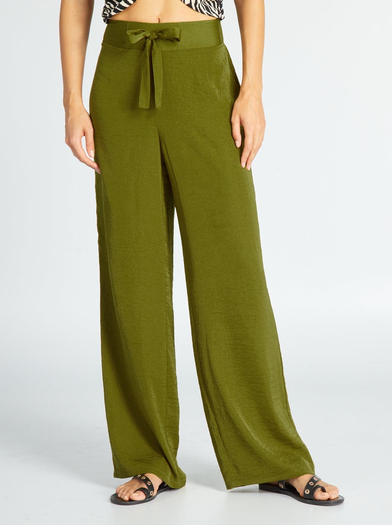 Pantalon satiné Vert - Kiabi