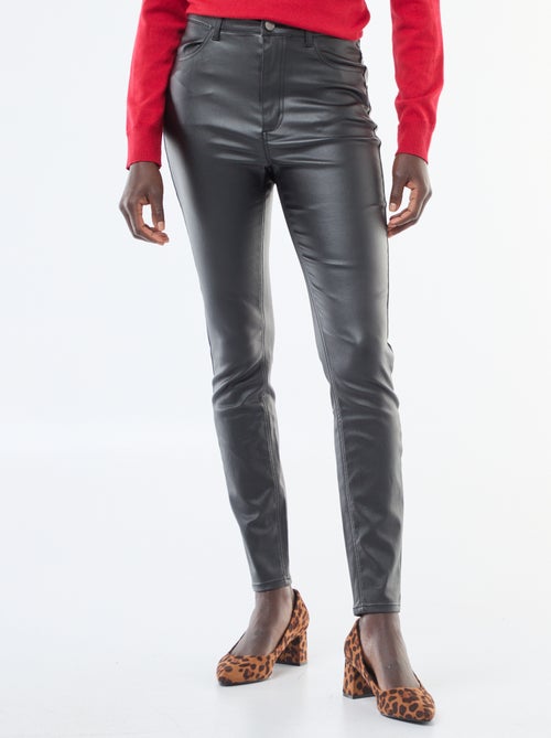 Pantalon skinny coated uni - Kiabi