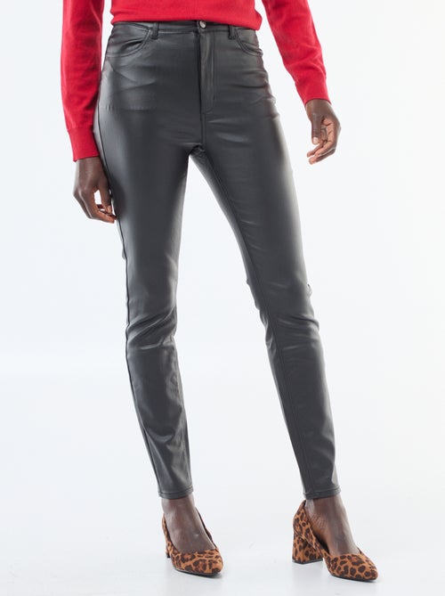 Pantalon skinny coated uni - Kiabi