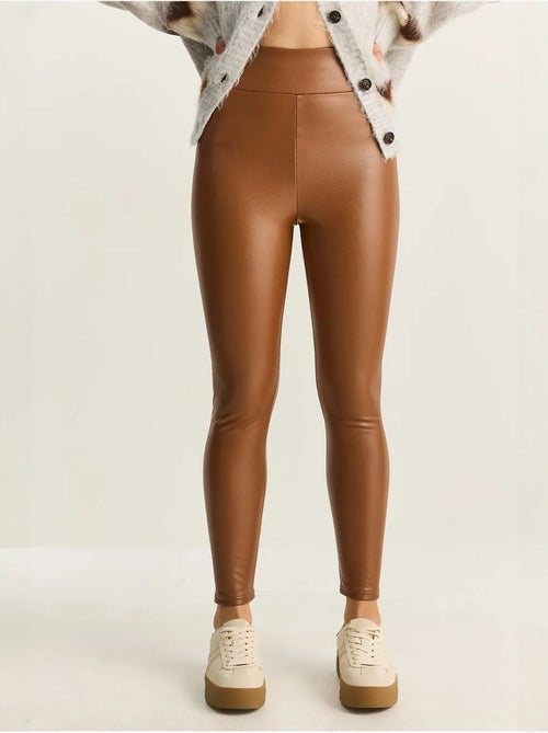 Pantalon skinny en similicuir à taille élastique lucci - Kiabi