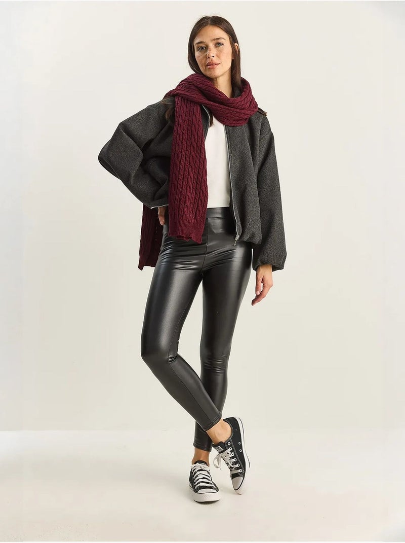 Pantalon skinny en similicuir à taille élastique lucci Noir - Kiabi
