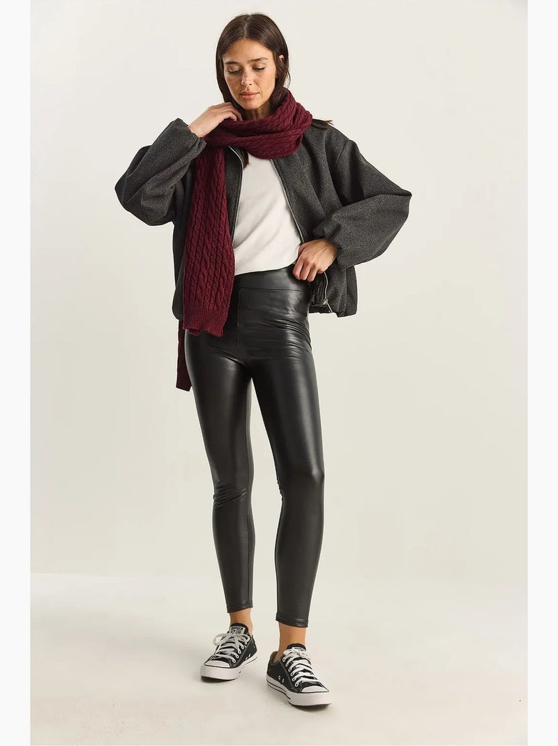 Pantalon skinny en similicuir à taille élastique lucci Noir - Kiabi