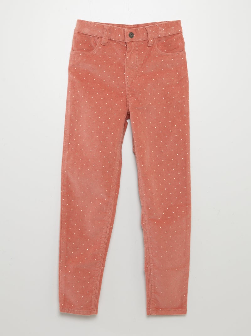 Pantalon skinny en velours Rose - Kiabi