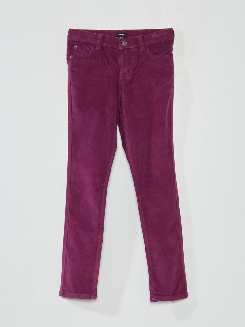 Pantalon skinny en velours uni prune - Kiabi