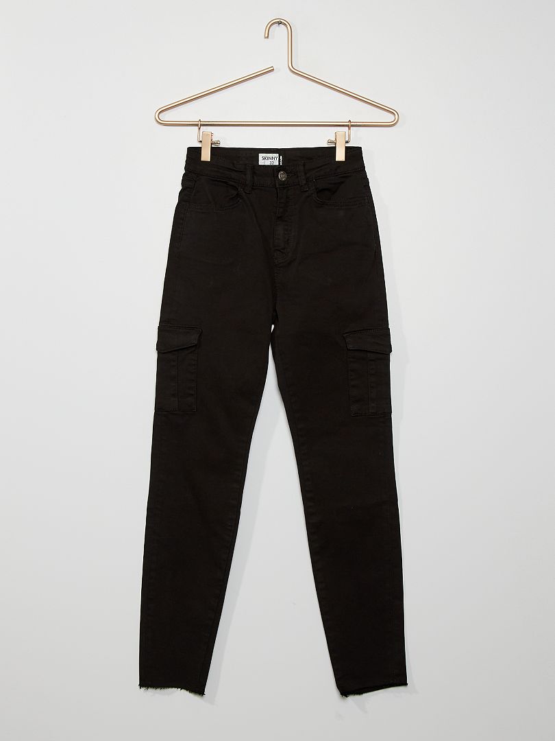Pantalon skinny poches battles noir - Kiabi