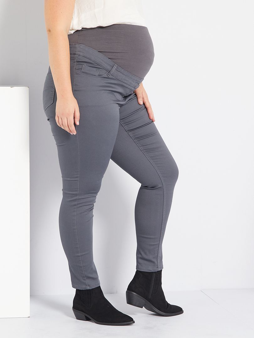 Pantalon skinny stretch grossesse gris - Kiabi