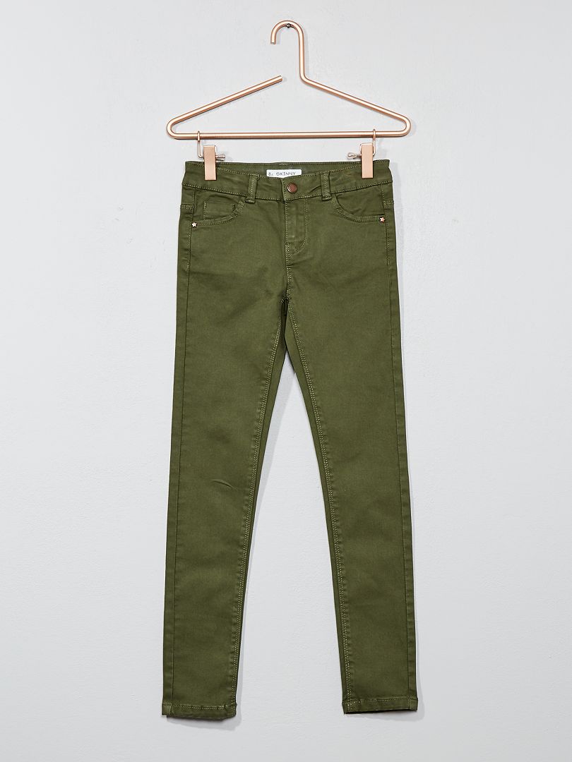 Pantalon skinny stretch vert kaki - Kiabi