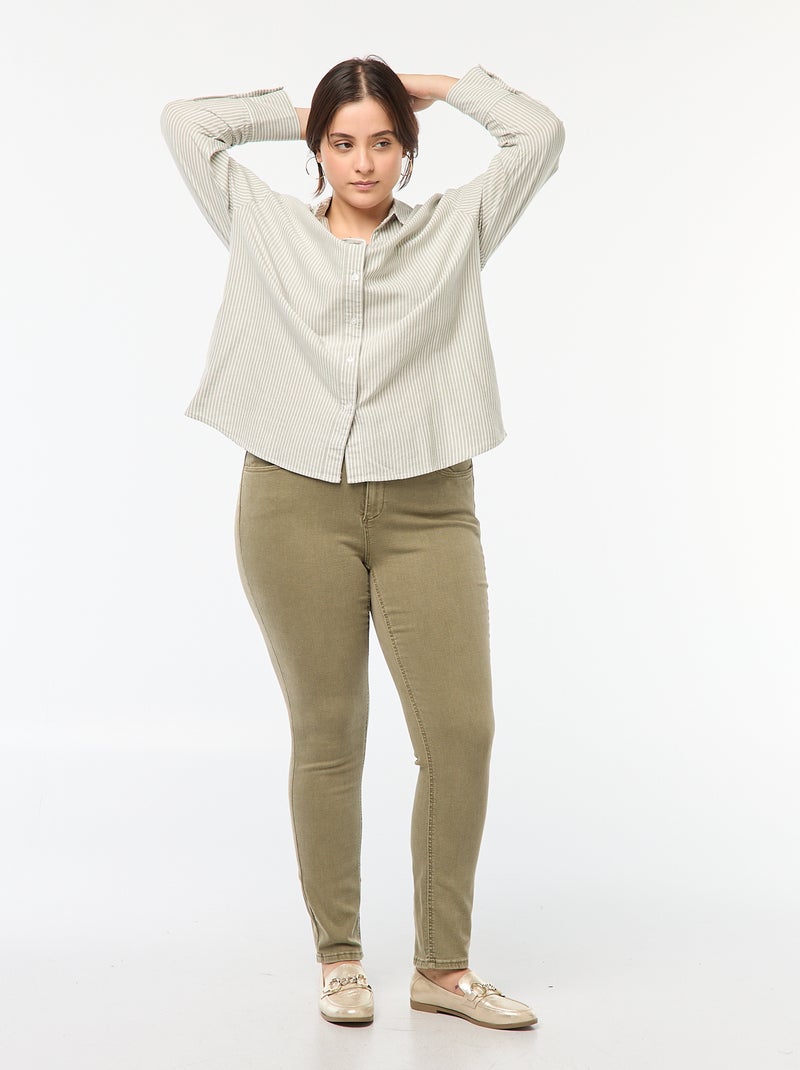 Pantalon skinny taille haute Kaki - Kiabi