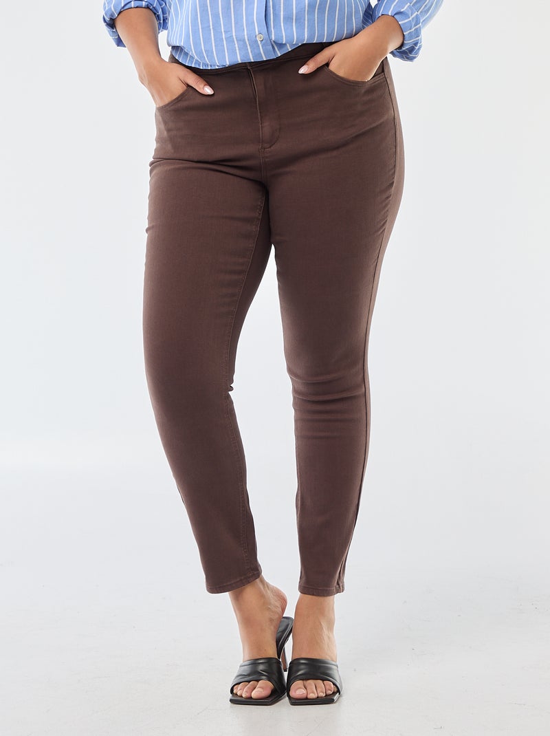 Pantalon skinny taille haute Marron - Kiabi