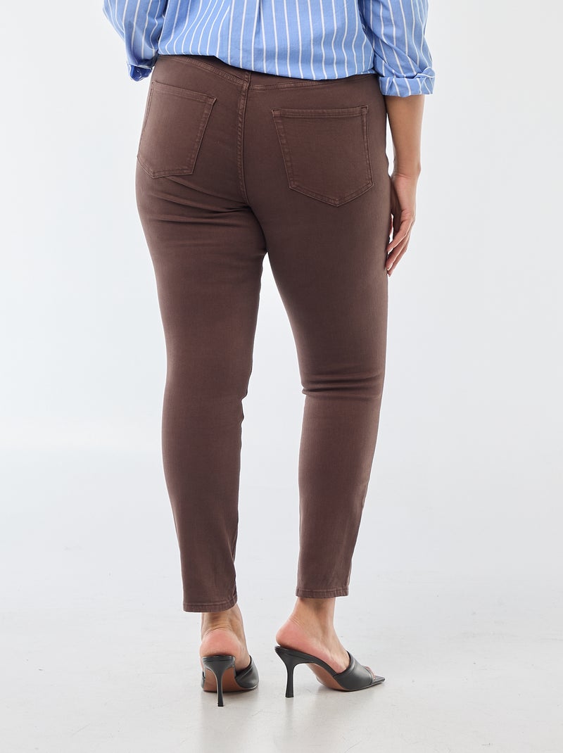 Pantalon skinny taille haute Marron - Kiabi