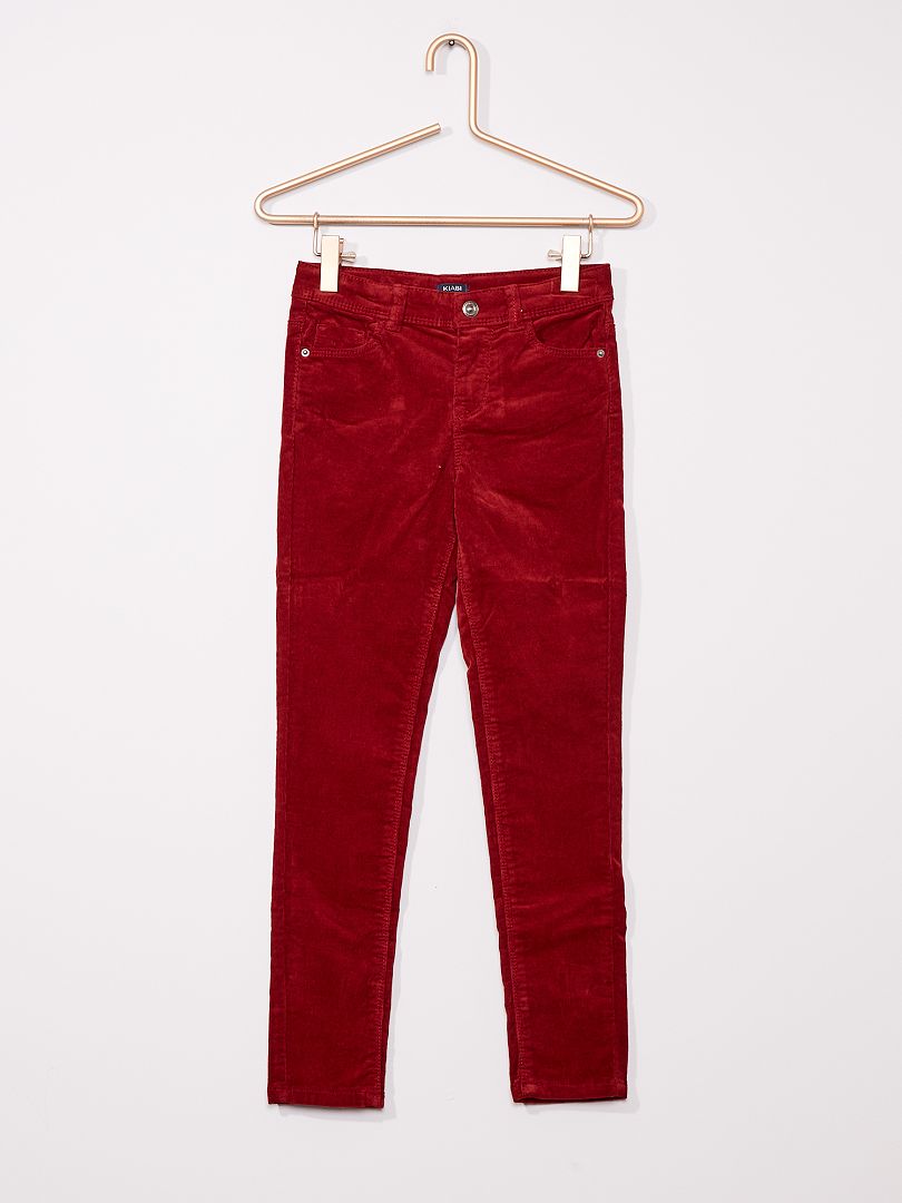 Pantalon skinny velours côtelé rouge - Kiabi