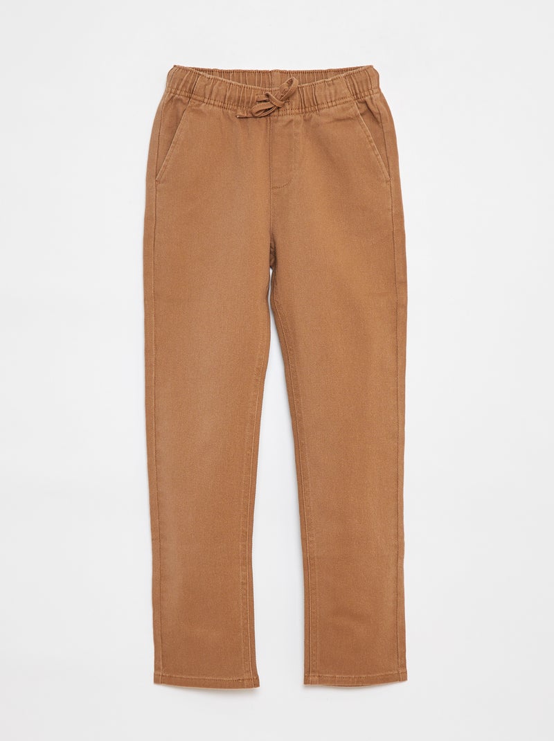 Pantalon slim avec taille ajustable Beige - Kiabi