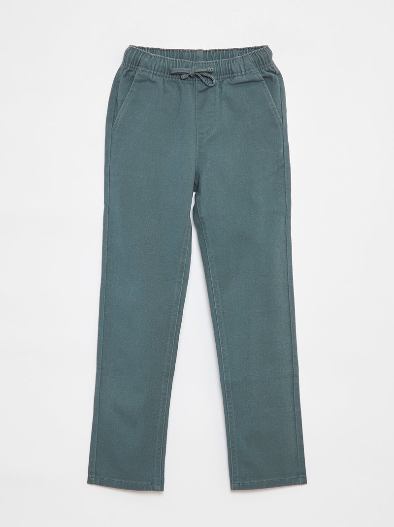 Pantalon slim avec taille ajustable Vert - Kiabi