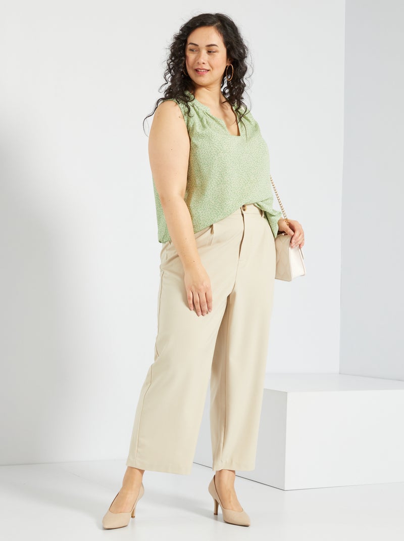Pantalon slim élastiqué beige crème - Kiabi