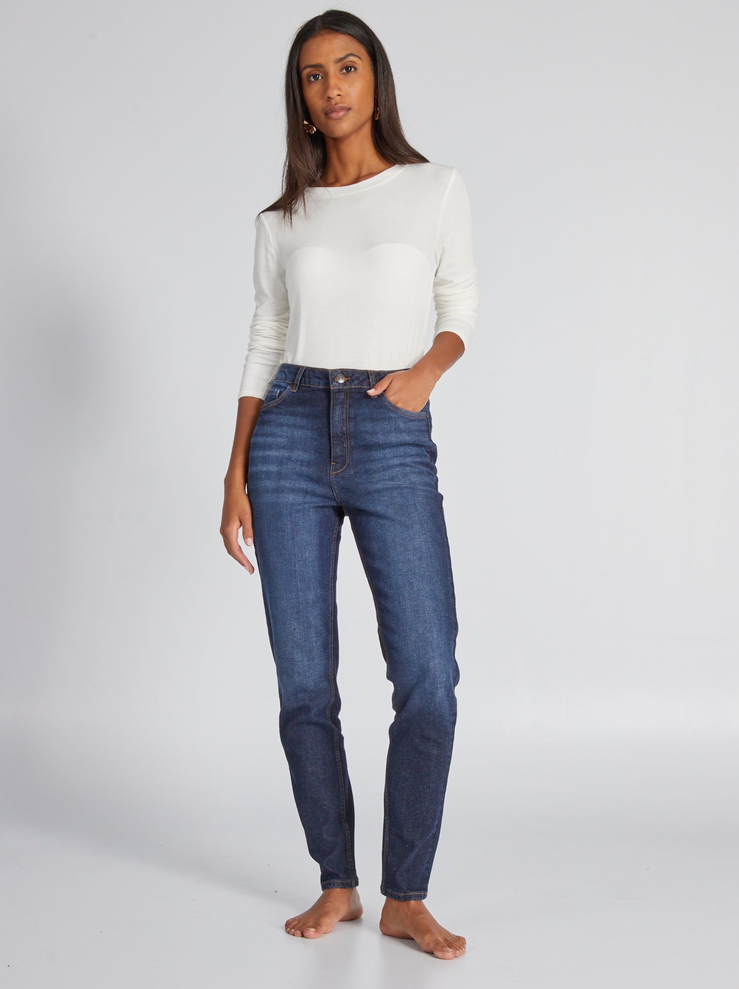 Jean slim femme noir pas cher mode Femme bleu Kiabi