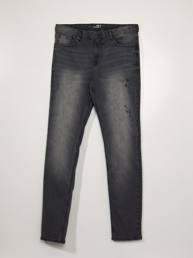 Pantalon slim en denim - L36 + d'1m90 Noir - Kiabi