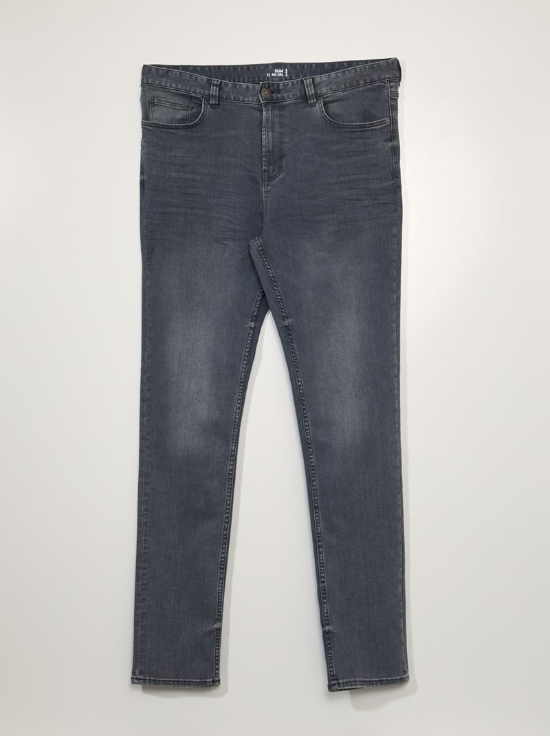 Pantalon slim en denim - L38 + d'1m90 Gris - Kiabi