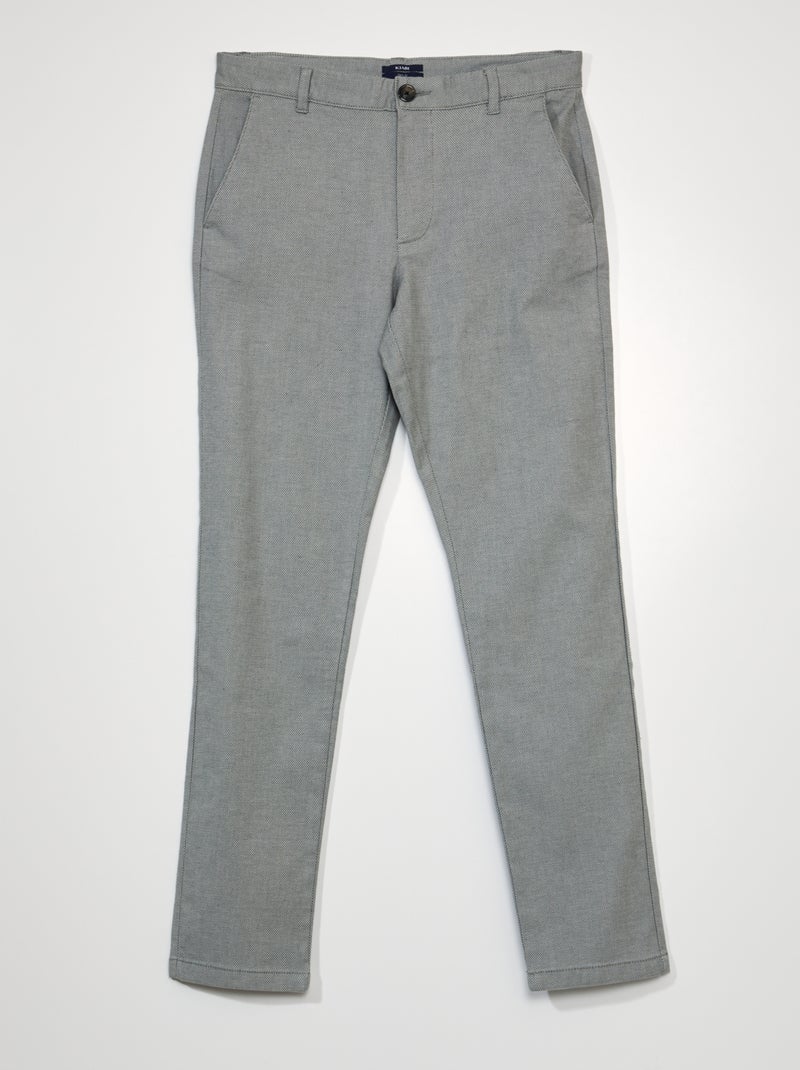Pantalon slim en jacquard Kaki - Kiabi