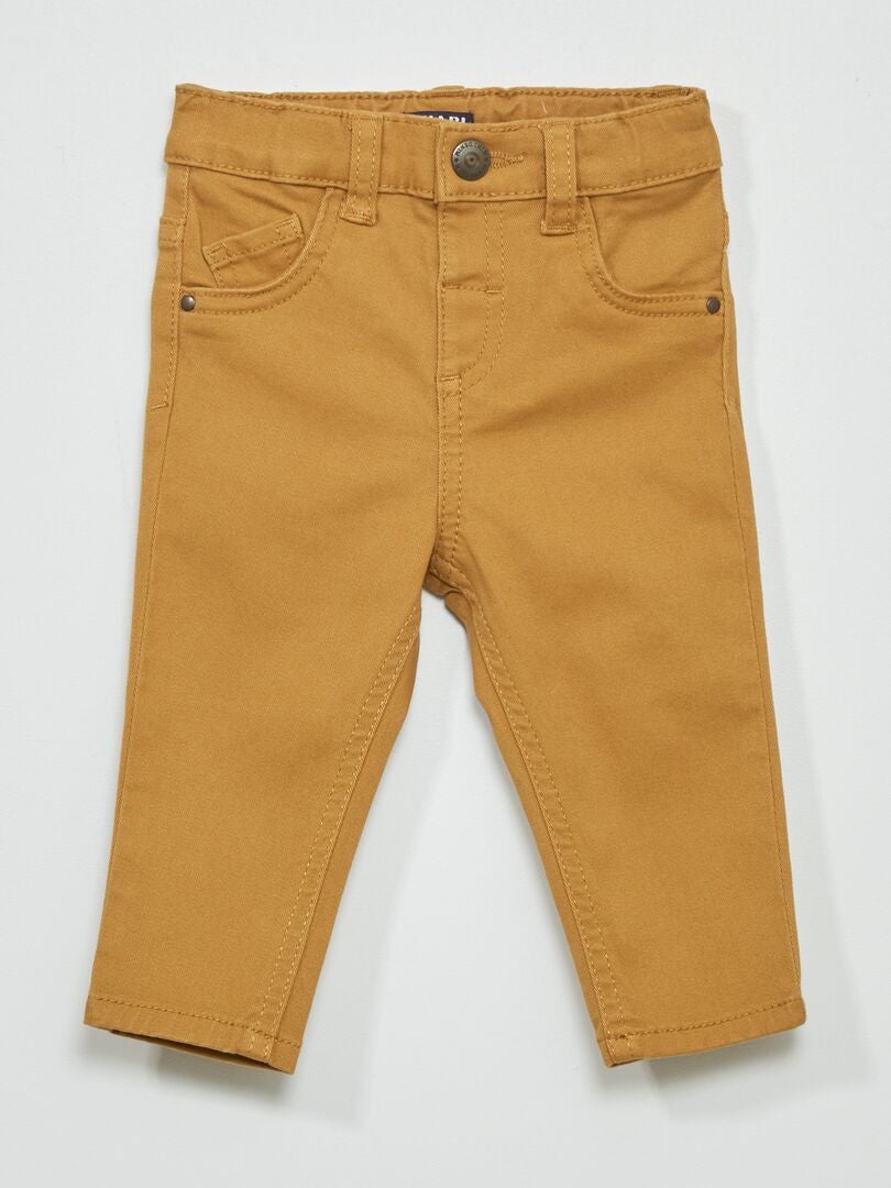 Pantalon slim en twill avec taille ajustable - Beige - Kiabi - 8.00€