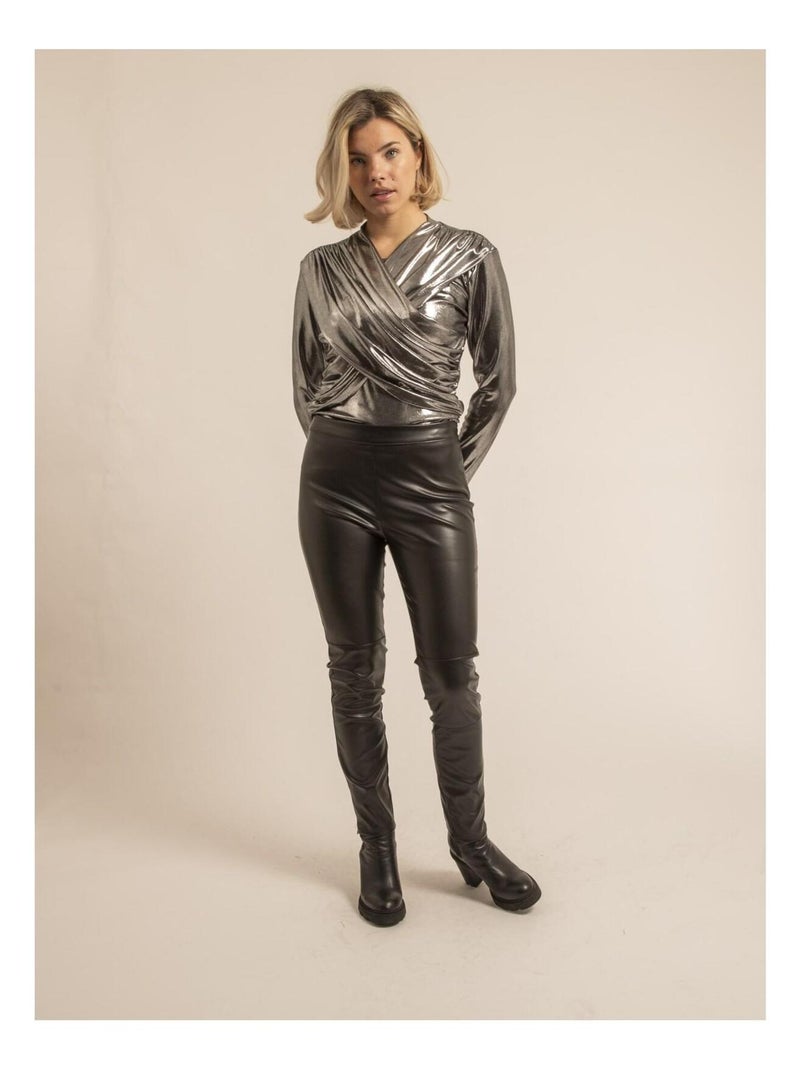Pantalon slim simili erona Noir - Kiabi