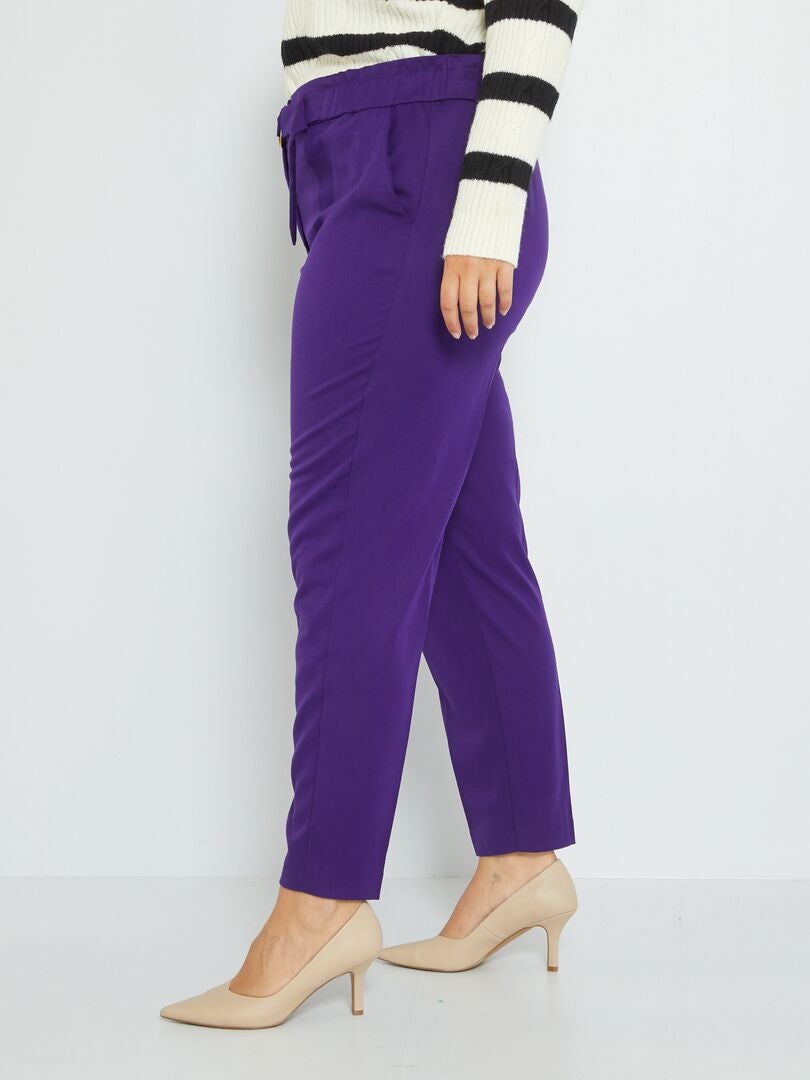 Pantalon smart ceinture fantaisie Violet - Kiabi