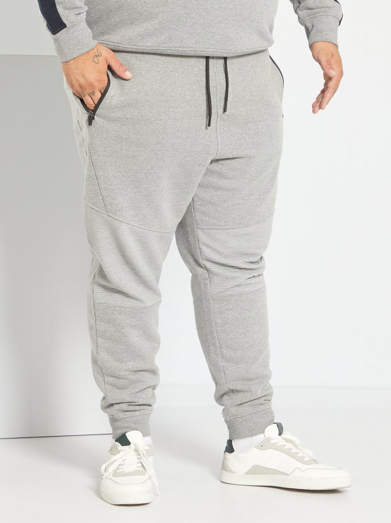 Pantalon sport à surpiqûres Gris chiné - Kiabi
