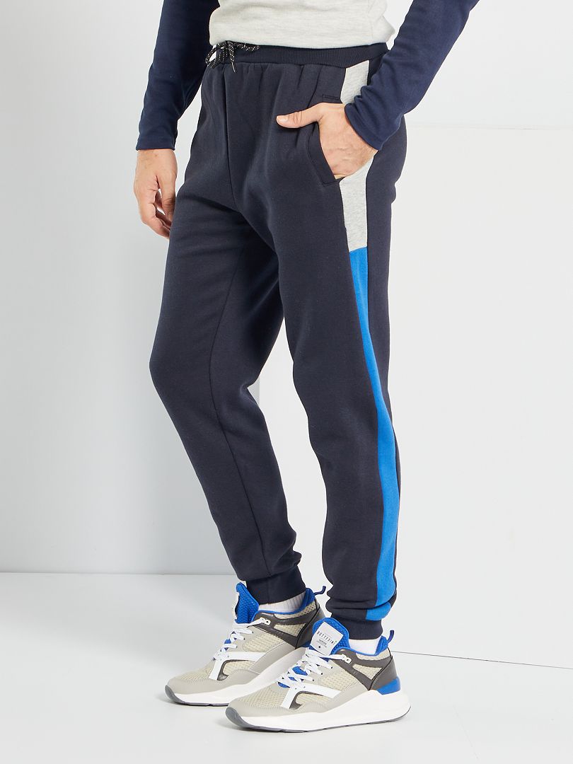 Pantalon sport color-block bleu marine/bleu - Kiabi