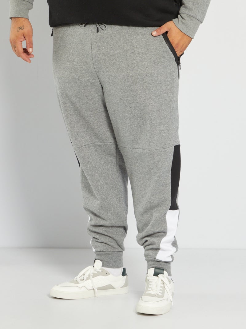 Pantalon sport color block Gris - Kiabi