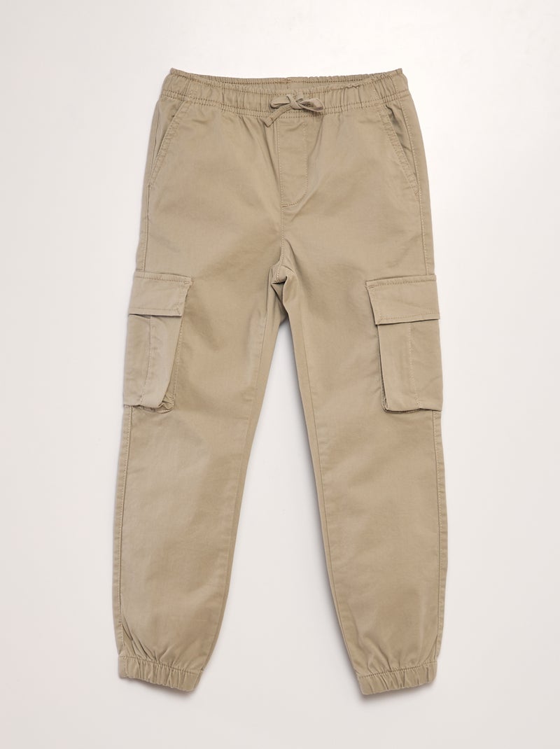 Pantalon stretch multipoches Beige - Kiabi